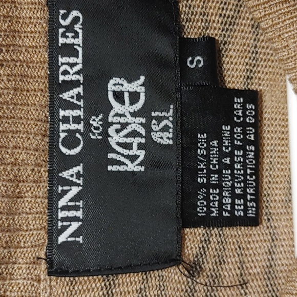 Nina Charles For Casper US S Leopard Print 100% Silk Blouse - Vintage - Picture 4 of 8